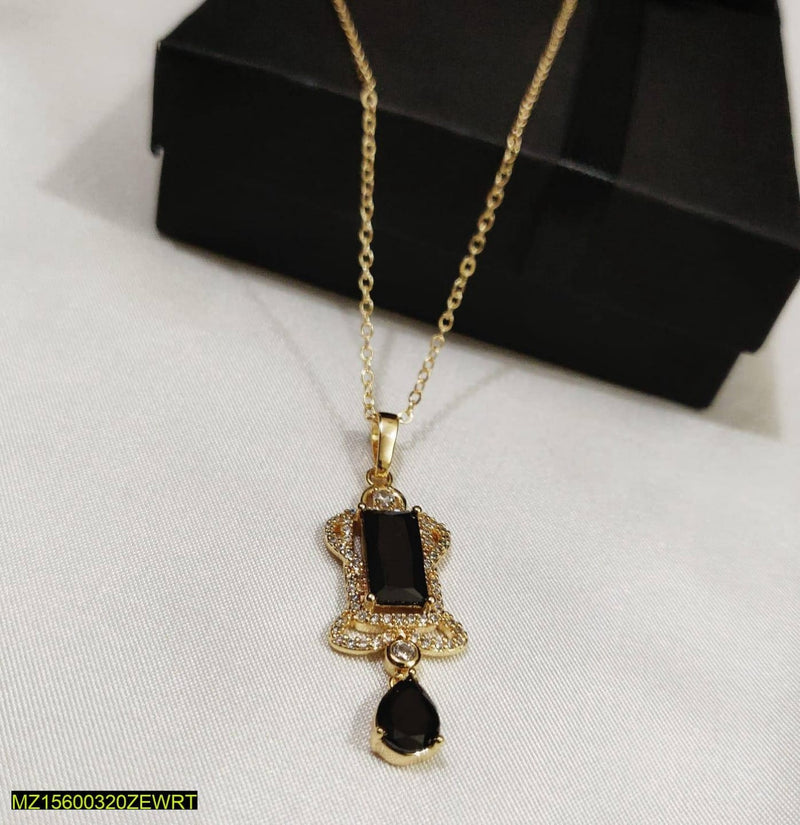 1 Carat Gold Black Aqeeq Pendant