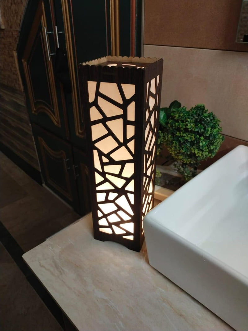 Big Size Wooden Side Table Lamp With Laser Cutting