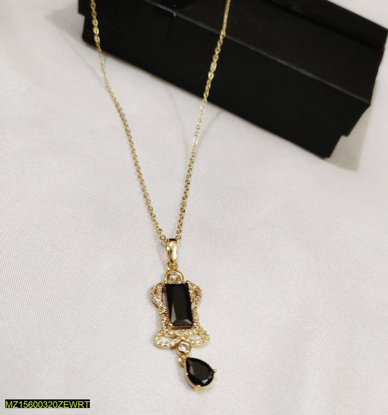 1 Carat Gold Black Aqeeq Pendant