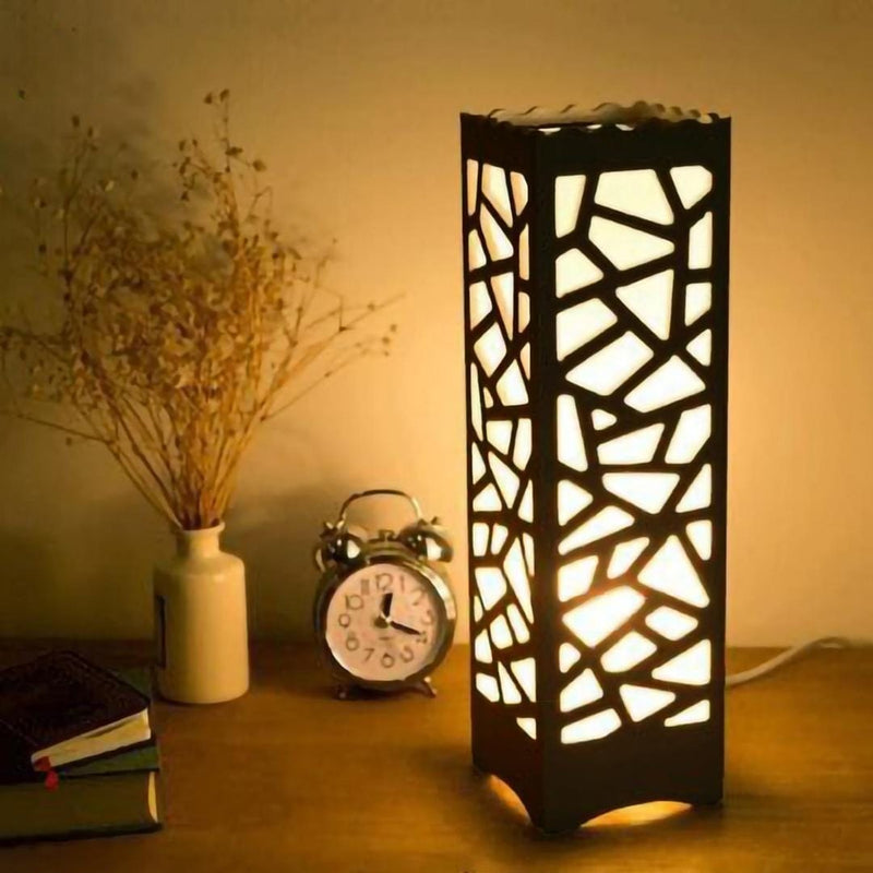 Big Size Wooden Side Table Lamp With Laser Cutting