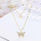 1 Pc Alloy Gold Plated Double Layered Butterfly Design Pendant